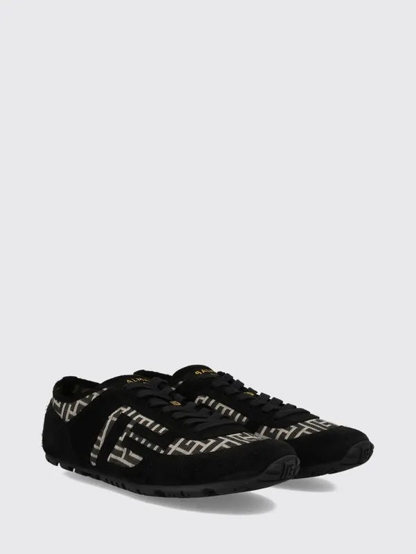 Balmain PB Monogram Leather and Suede Low-Top Black (GM1VI408THCJGFE)