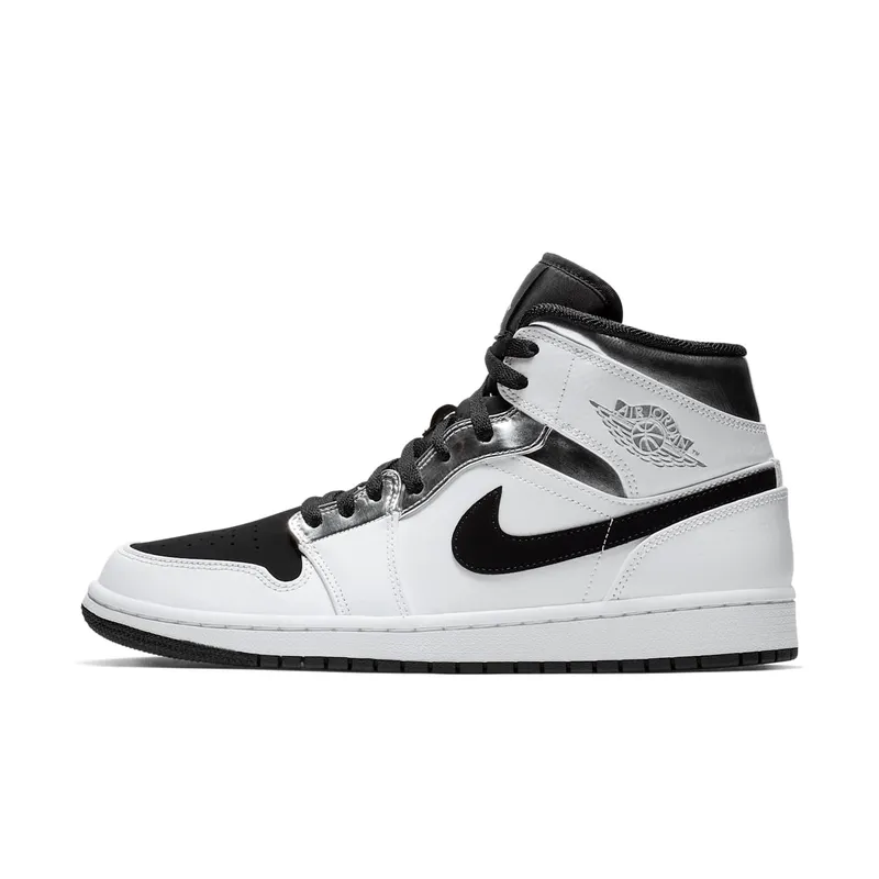Jordan 1 Mid Alternate Think 16 White/Metallic Silver-Black (554724-121)