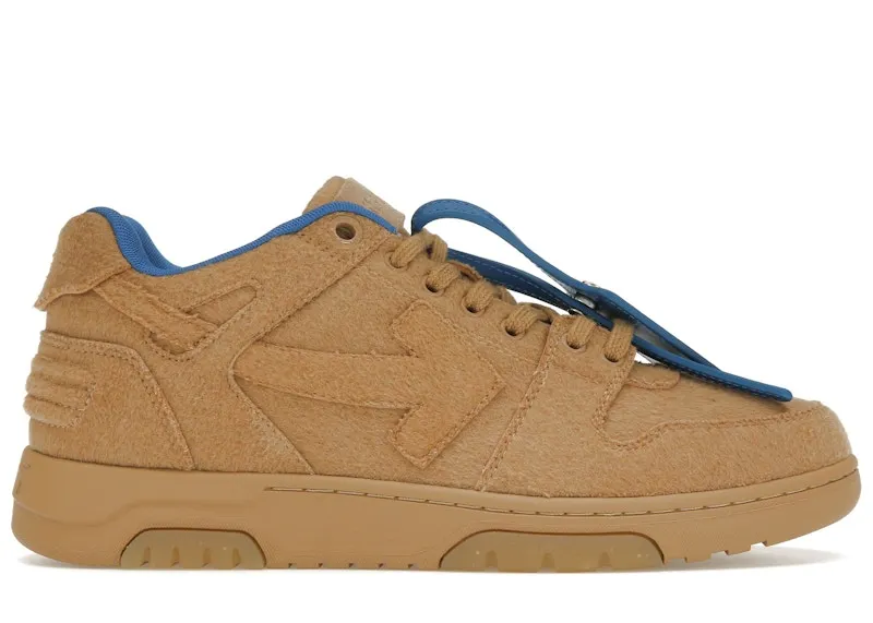 OFF-WHITE Out Of Office OOO Low Tops Camel Blue Wool (OMIA189F22FAB0016262)