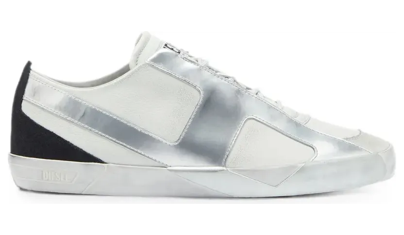 Diesel S-Slante-D leren low-top – Silver (Y03656P7744)