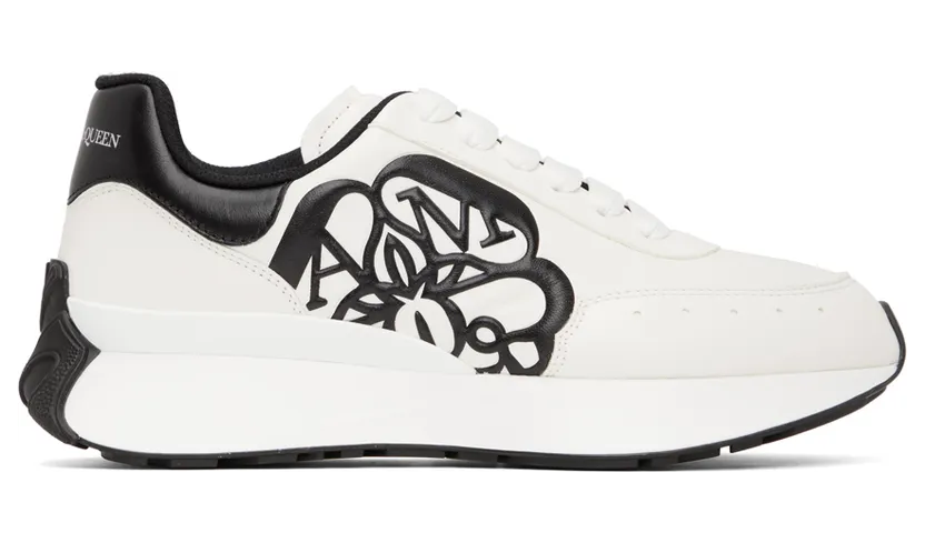Alexander McQueen White & Black Sprint Sneakers (691342WIC95)