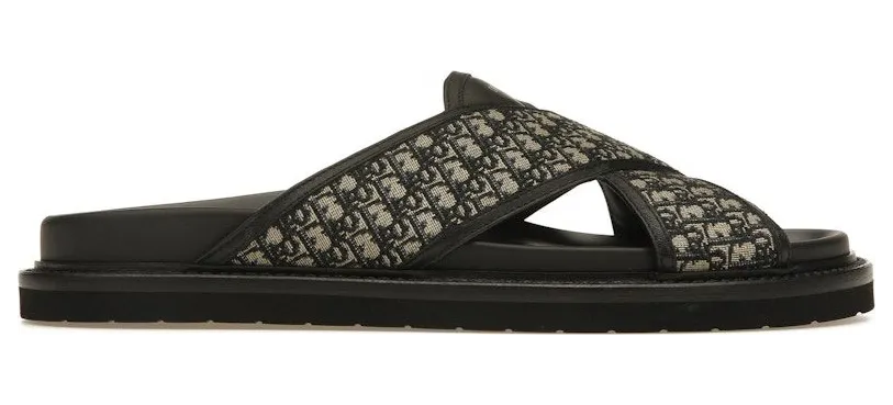 Dior Aqua Sandals Oblique Jacquard Navy Black (3SA112ZSK961)
