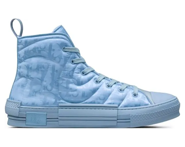 Dior B23 High Top ERL Blue Dior Oblique Mirage Quilted Technical Fabric with Swirl Motif (3SH134ZSW_H565)