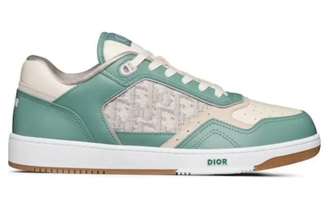 Dior B27 Low Turquoise and Cream Smooth Calfskin and Cream Dior Oblique Jacquard Canvas (3SN272ZIR_H066)