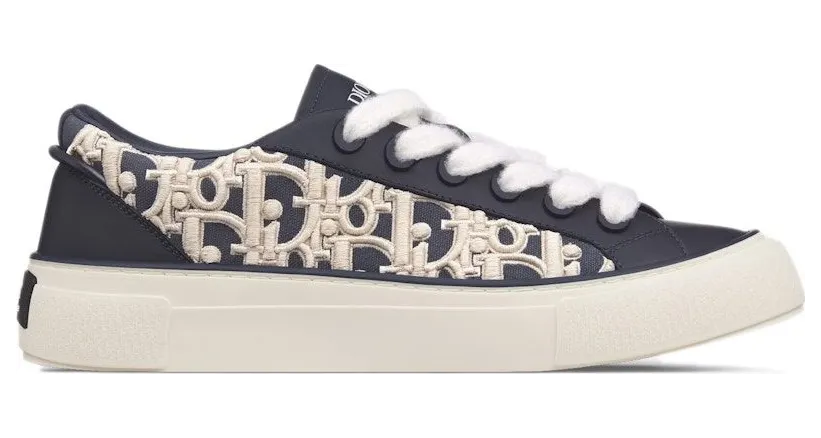 Dior B33 Sneaker Navy Blue Smooth Calfskin Oblique Raised Embroidery (Numbered) (3SN303ZYQ_H561)