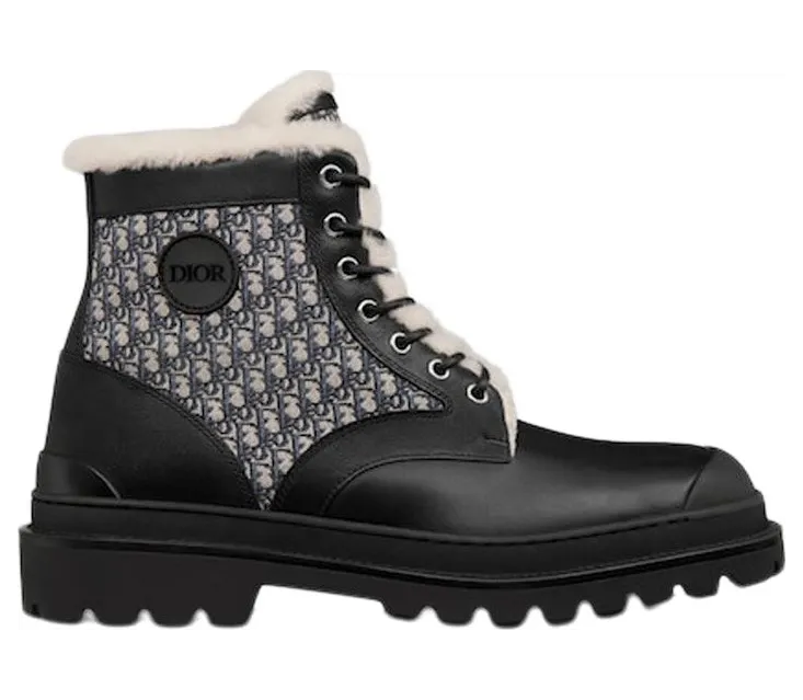 Dior Explorer Ankle Boot Black Beige Black Dior Oblique Jacquard (3BO257ZRP_H961)