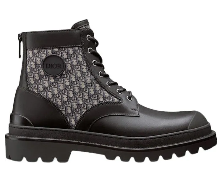 Dior Explorer Ankle Boot Black Beige Dior Oblique Jacquard (3BO257ZKD_H961)