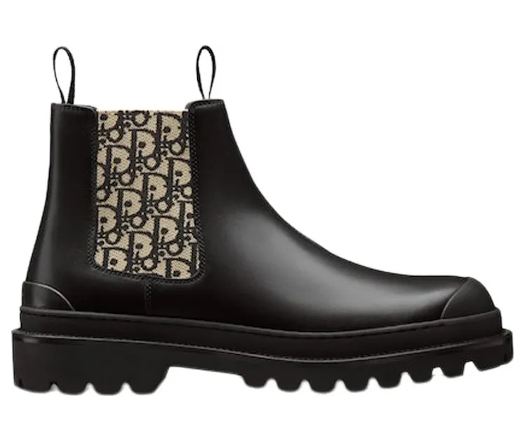 Dior Explorer Chelsea Boot Black Beige Black Dior Oblique Motif (3BO287ZRO_H961)