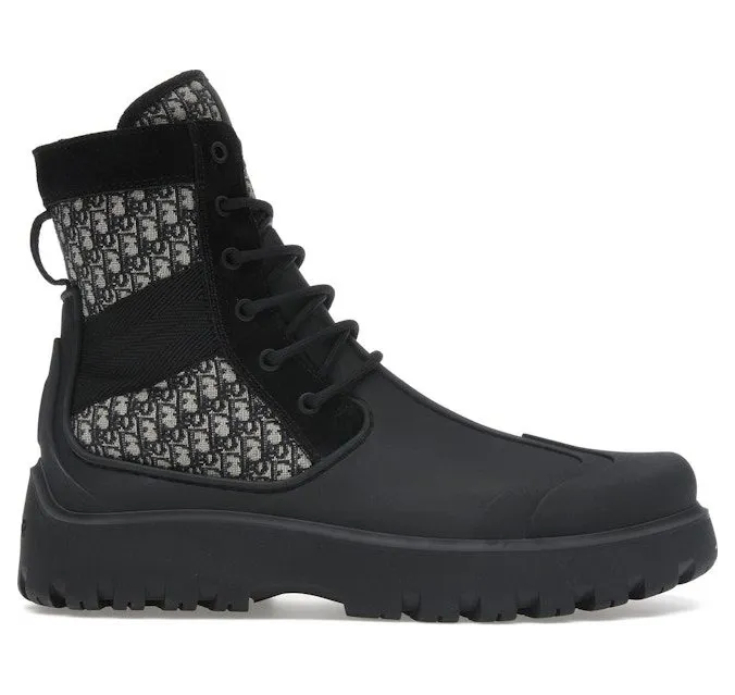 Dior Garden Lace Up Ankle Boots Black Rubber (3BO315ZYH_H961)