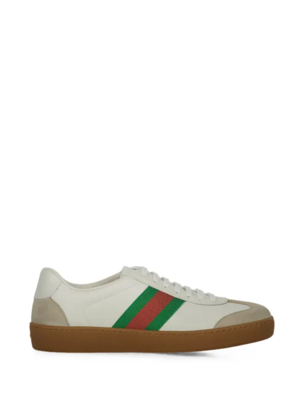 Gucci Leren sneakers with Web-streep – Beige (8585330AAB0)