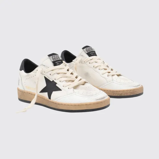 Golden goose Ball Star Crackle Leather Low-Top Sneakers with Distressed Effect White (GWF00117F00377110283)
