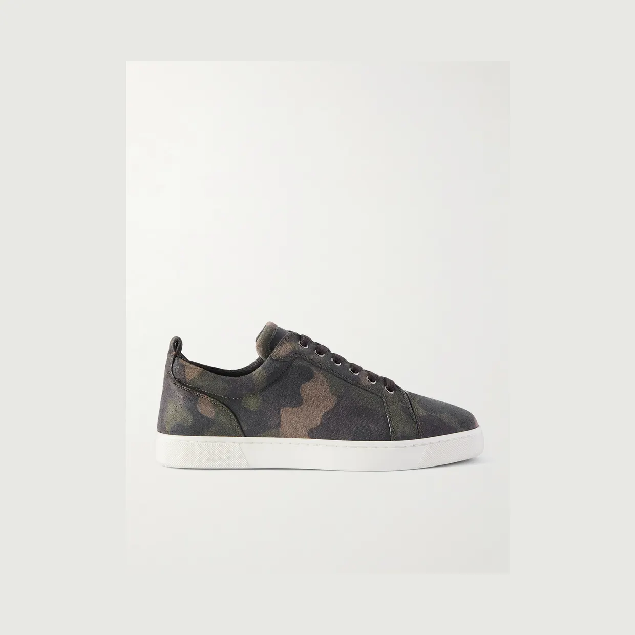 Christian Louboutin Louis Junior Camouflage-Print Nubuck Sneakers Green (3250632)