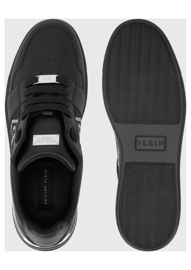 Philipp plein Hexagon Royale Leather Sneakers with Rhinestone Hexagon Logo Black (UAFSUSC1086PLE022N0202) (3)