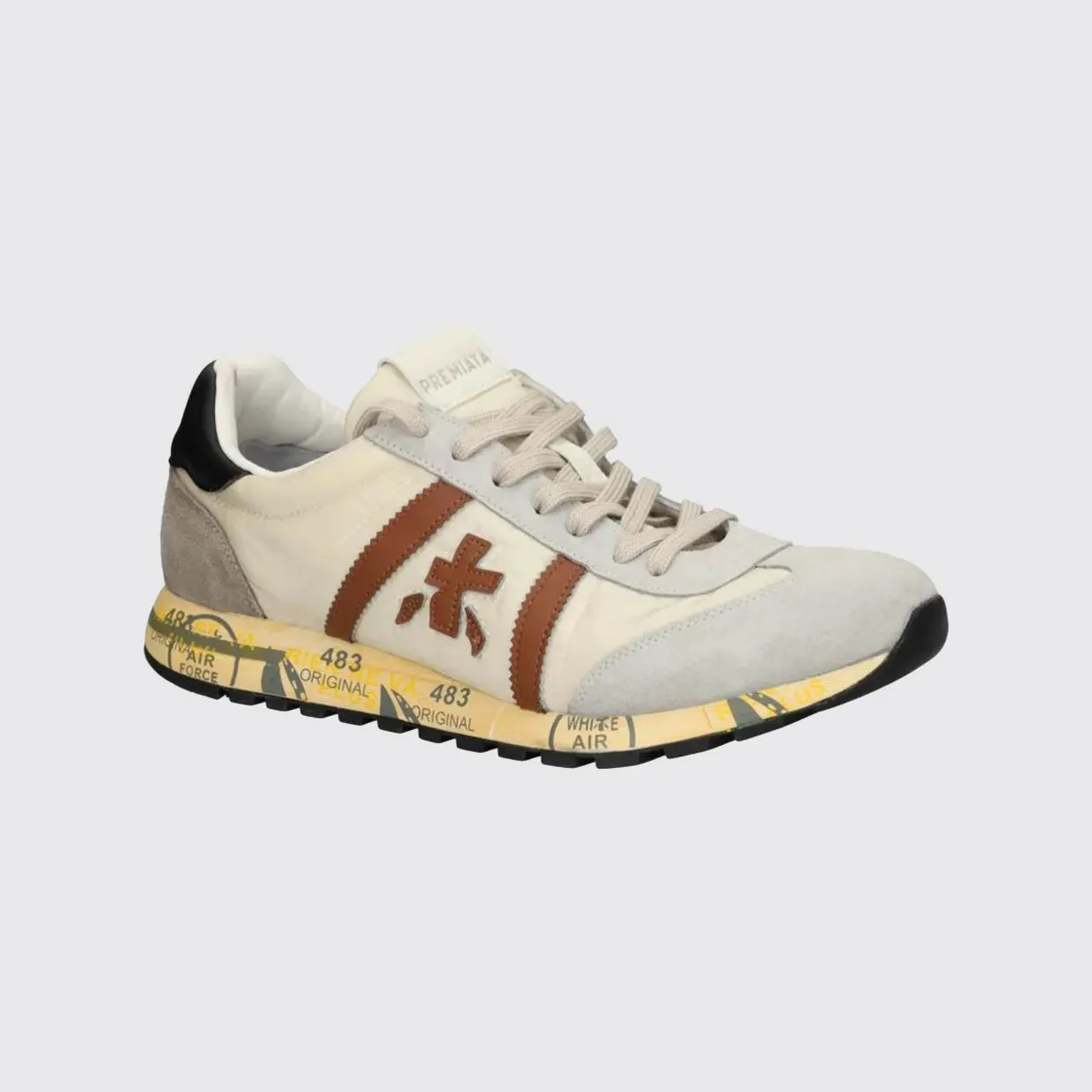 Premiata Lucy Sneakers in Suede and Used Nylon White (LUCY8189)