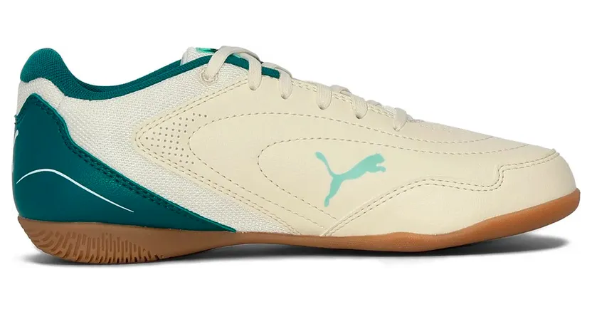 Puma Truco IV Hallen-Fußballschuhe Kinder 03 – sugared almond/puma white/emerald ice/mint jelly/puma black 38.5 für Kinder, braun, Größe 18 EU (108970)