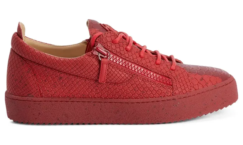 Giuseppe Zanotti Frankie low-top sneakers met slangen-effect en dubbele rits – Rood (RU20000007)