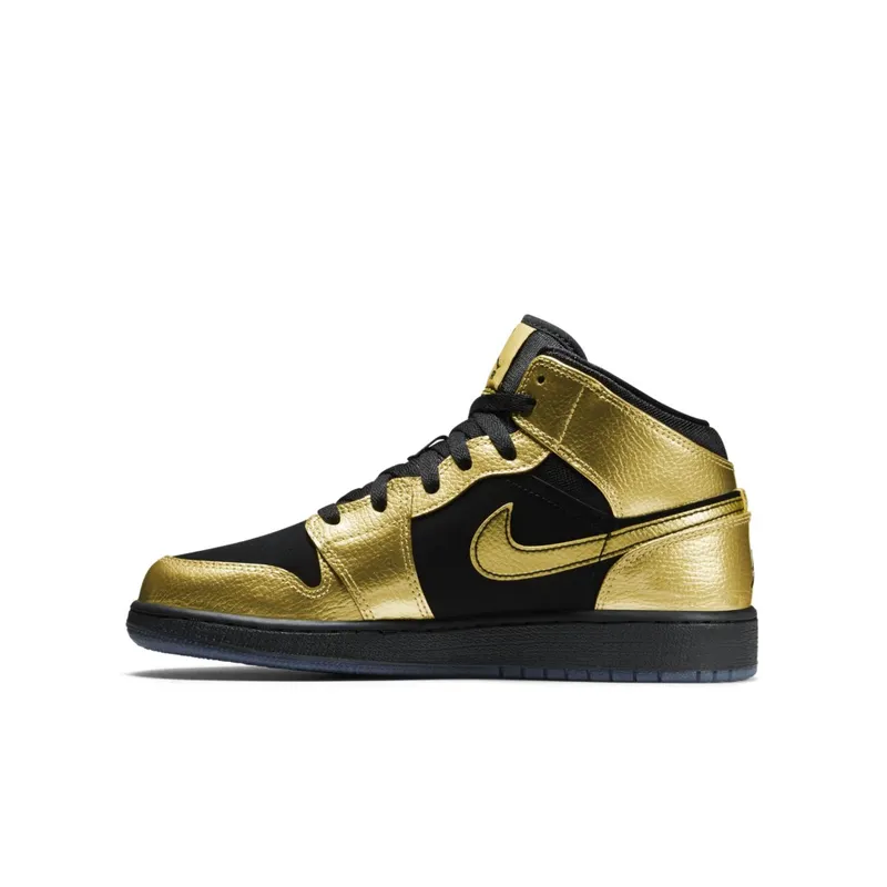 Jordan 1 Mid Metallic Gold Coin Black (GS) Metallic Gold Coin/Black (555112-905)