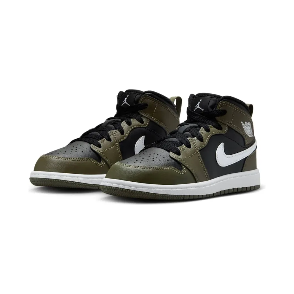 Jordan 1 Mid “Black / Medium Olive / White” (DQ8424-092)