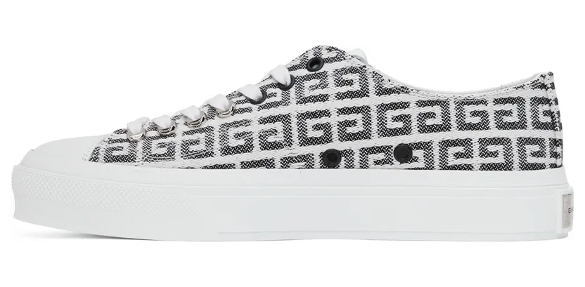 Givenchy Black & White 4G Jacquard City Sneakers (BH0050H0VC) (3)
