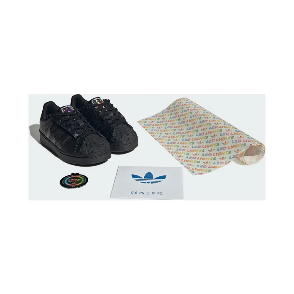 Adidas Superstar Led Lights Comfort Closure Elastic Lace Kids Core Black / Core Black / Preloved Violet (JS1295)