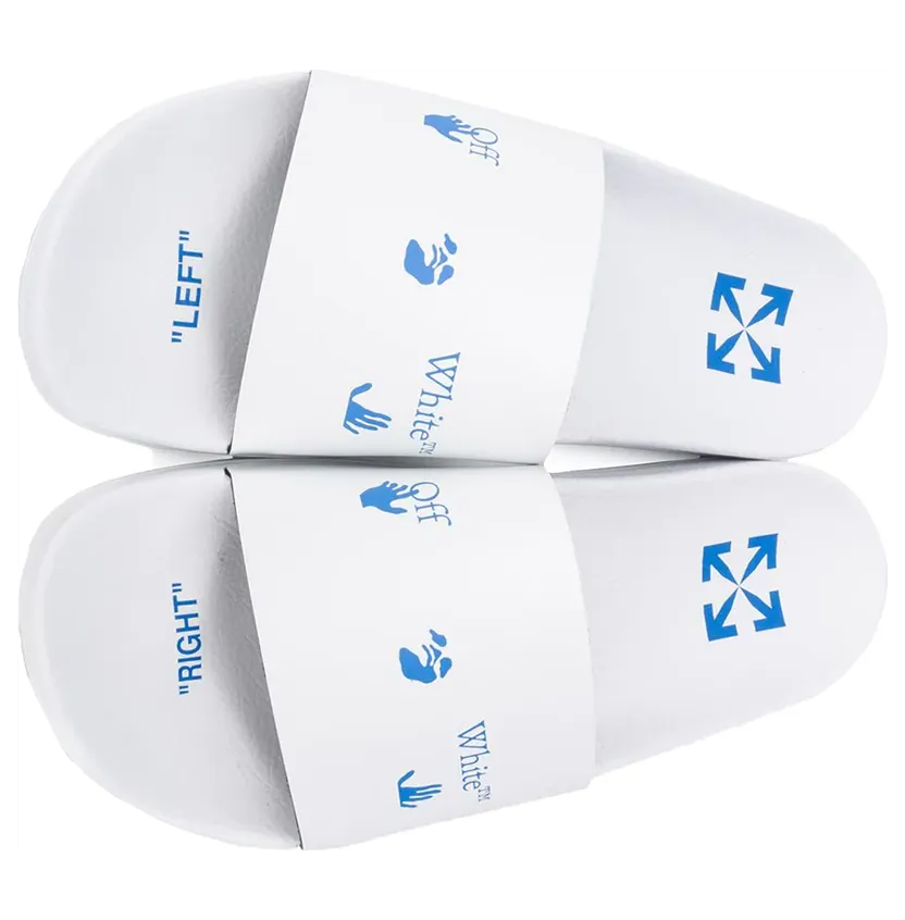 Off-White Logo Sliders White Blue AW20