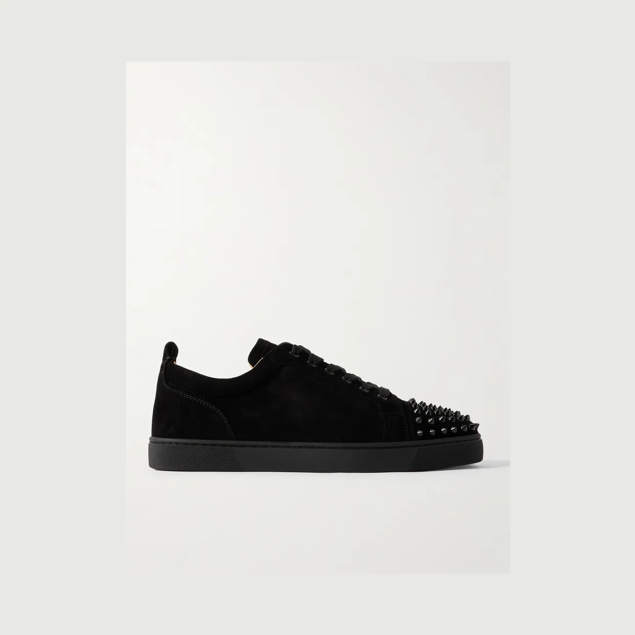 Christian Louboutin Louis Junior Spikes Cap-Toe Suede Sneakers Black (3240423)