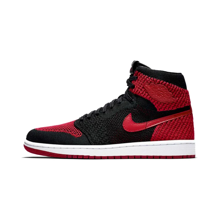 Air Jordan Nike AJ I 1 High Flyknit Bred “Black / White / Varsity Red” (919704-001)