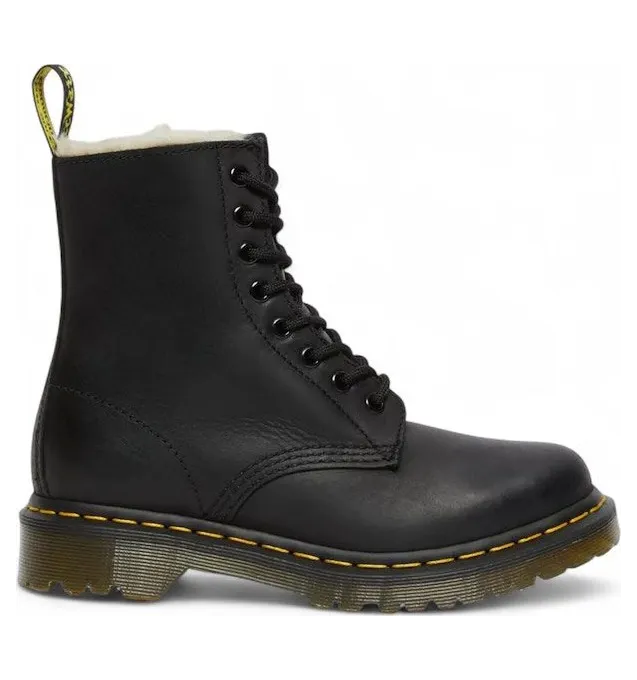 Dr. Martens 1460 Serena Burnished Wyoming Faux Fur Lined Lace Up Boot Black (21797001)