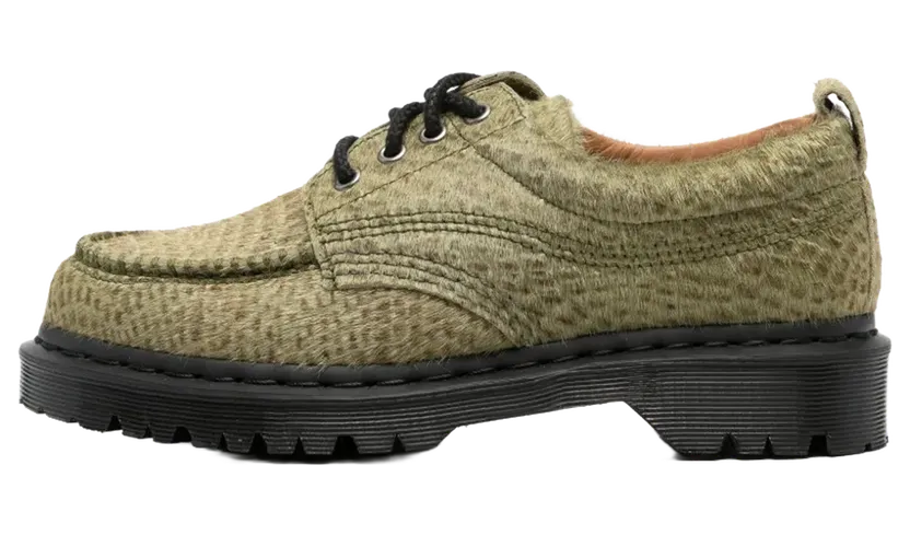 Dr Martens Lowell Hair On Leather Moc Toe “Olive Green – Pebble Emboss Hair On” (42836300)