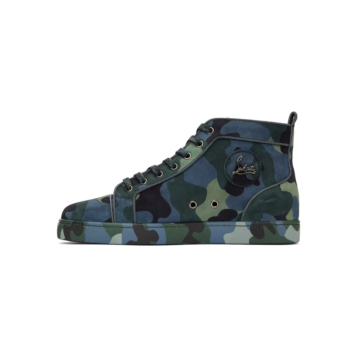 Christian Louboutin Blue & Green Louis Orlato Flat High-Top Sneakers (1220592) (3)