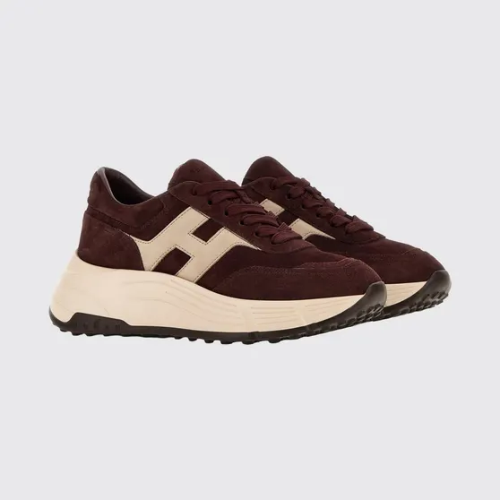 Hogan H669 Sneakers in Calfskin and Suede with Chunky Sole Burgundy (HXW6690FR30U5W0CP3)