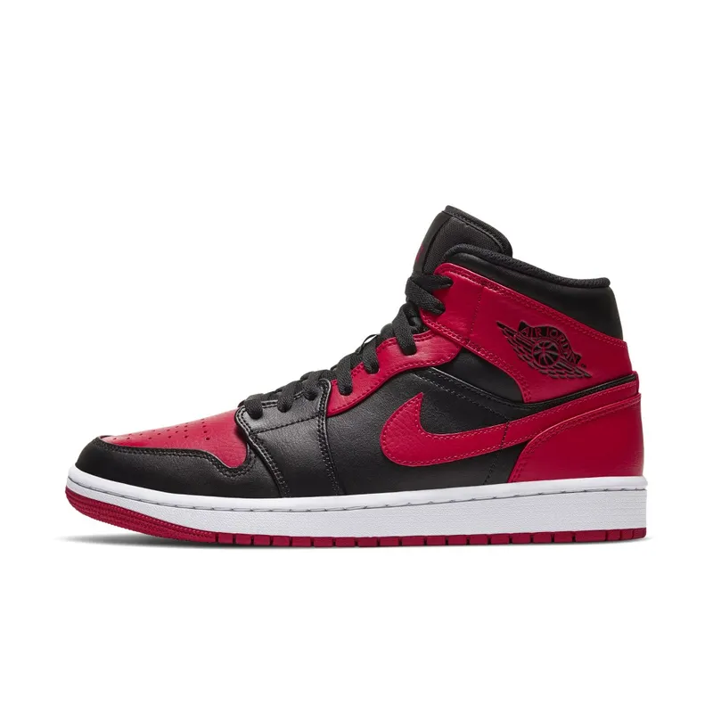 Jordan 1 Mid Banned (2020) Black/University Red-Black-White (554724-074)