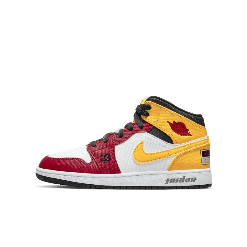 Air Jordan 1 Mid SE Motorsports (GS) – “White / Varsity Red / Yellow” (DJ0336-067)