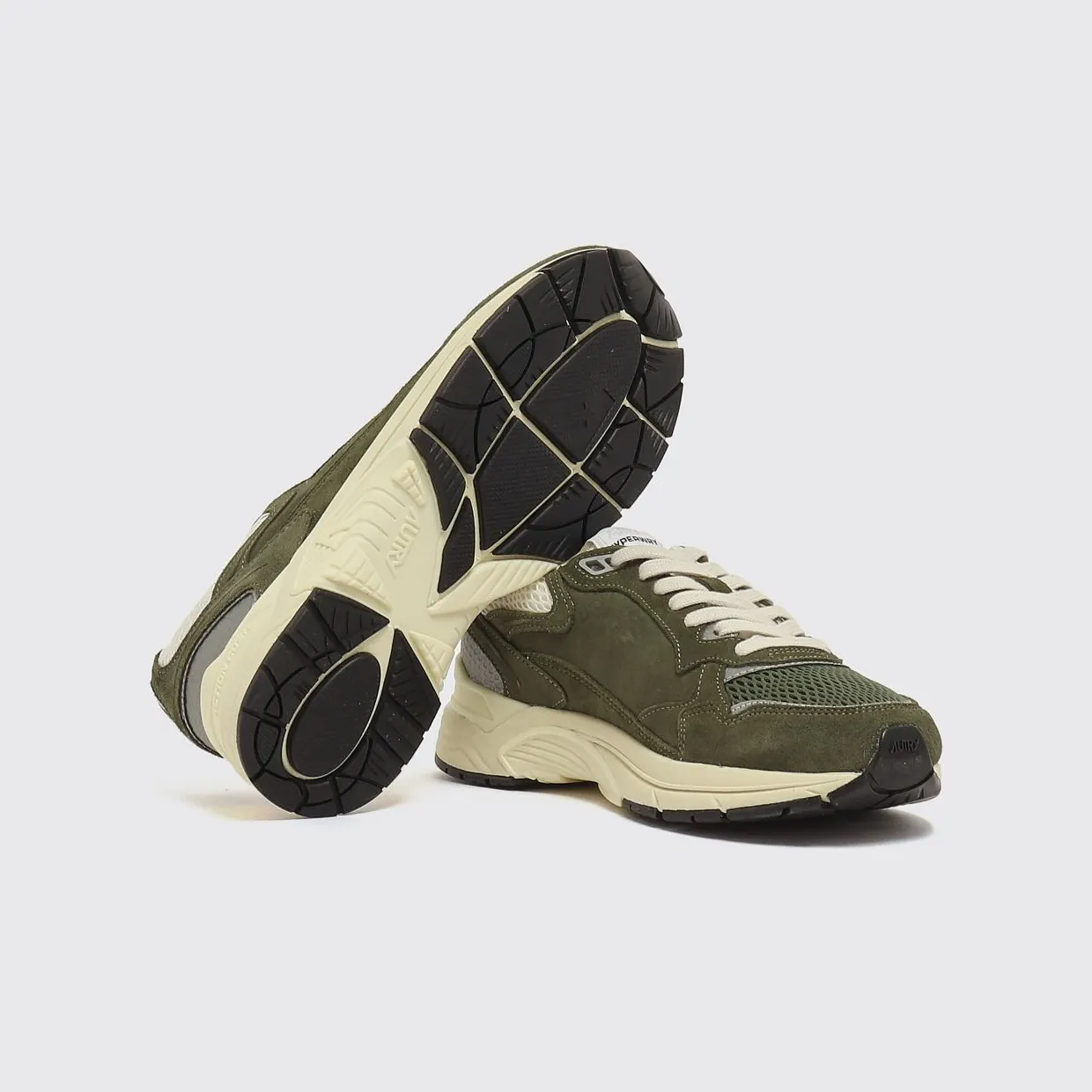 Autry Hyperway Bicolour Leather and Mesh Low-Top Sneakers Green (HYLMUM24) (4)