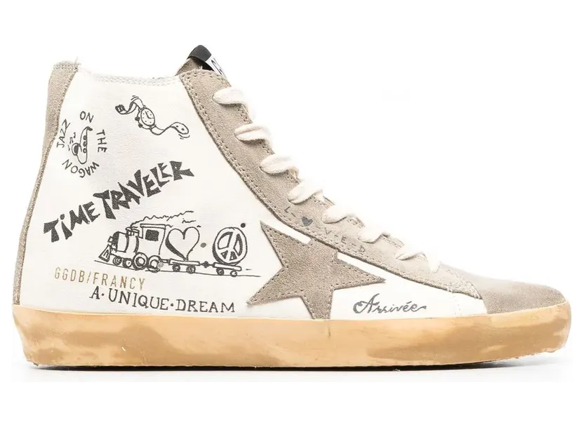 Golden Goose Francy High-Top-Sneakers mit Print – Nude (GWF00113F003441)