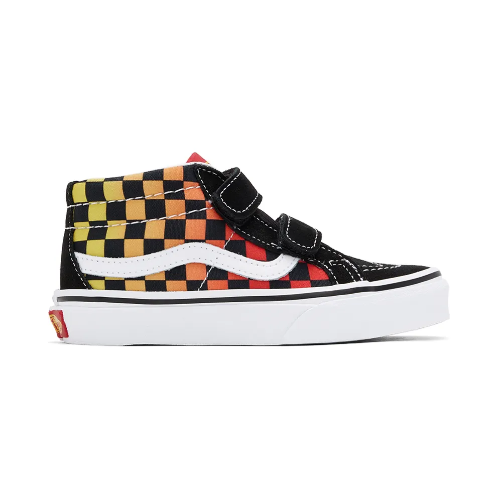 Vans Kids Black Flame Logo Repeat Sk8-Mid Reissue V Little Kids Sneakers (VN0A38HHABX1)
