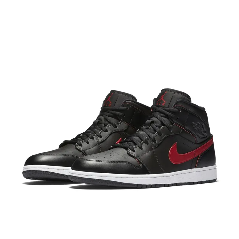 Jordan 1 Retro Mid Black Team Red Black/Team Red-Team Red-White (554724-009)
