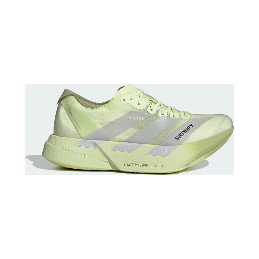 Adidas ADIZERO ADIOS PRO 4 SATISFY Shoes Tent Green / Matte Silver / Magic Lime (KH8441)