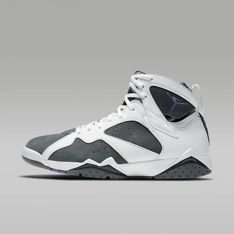 Jordan 7 Retro Flint (2021) – “White / Flint Grey / Black / Varsity Purple” (CU9307-100)