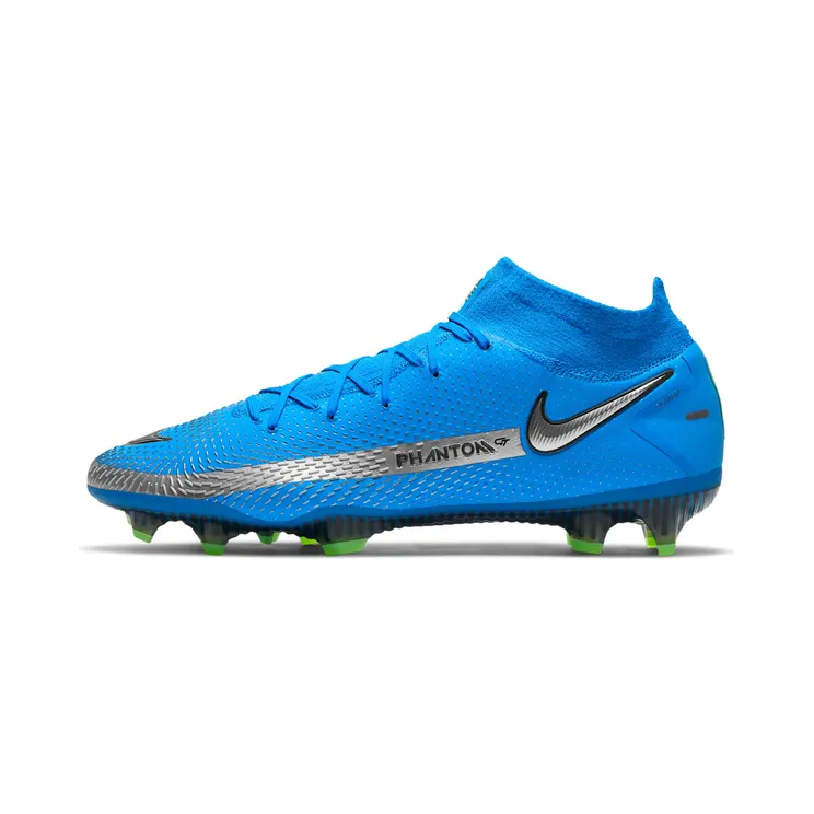 Nike Phantom GT Elite DF FG “Photo Blue / Rage Green / Metallic Silver” (CW6589-400)