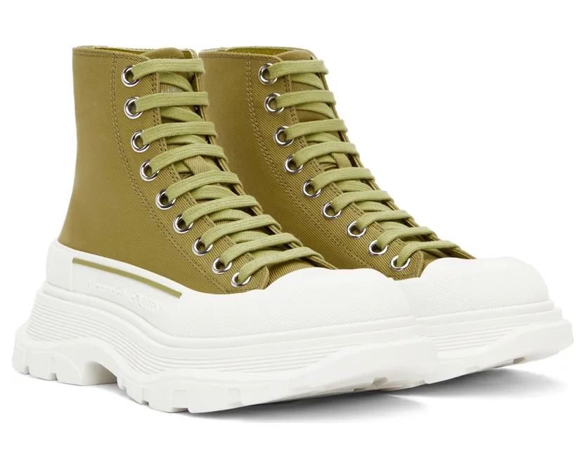 Alexander McQueen Green Tread Slick High Sneakers (697080W4U31) (4)