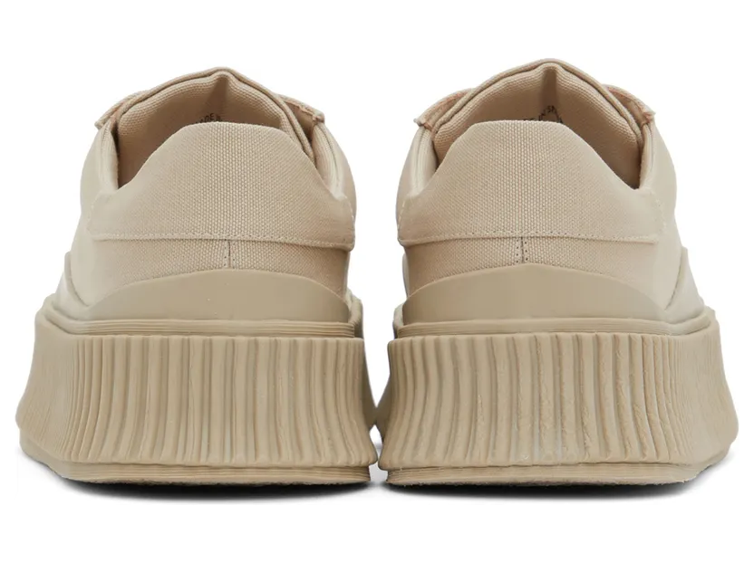 Jil Sander Beige Canvas Platform Sneakers (JI32535B_15610) (4)