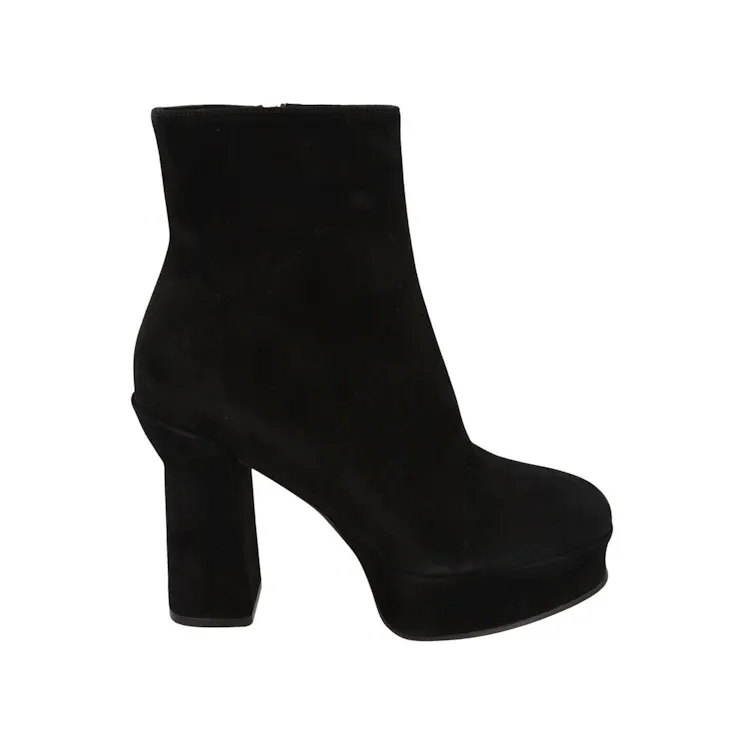 Ferragamo Sandra Suede Platform Booties Black (01E076-758155-1C)
