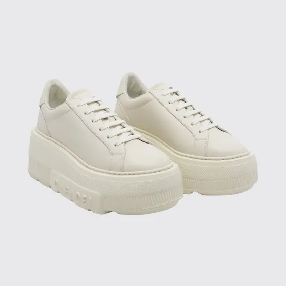 Casadei Nexus Smooth Leather Platform Wedge Sneakers White 1 (2X894U0701SALEN3206)