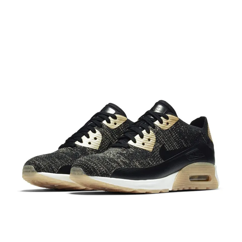 Nike Air Max 90 Ultra Flyknit Metallic Gold (W) Black/Metallic Gold-White (881563-001)