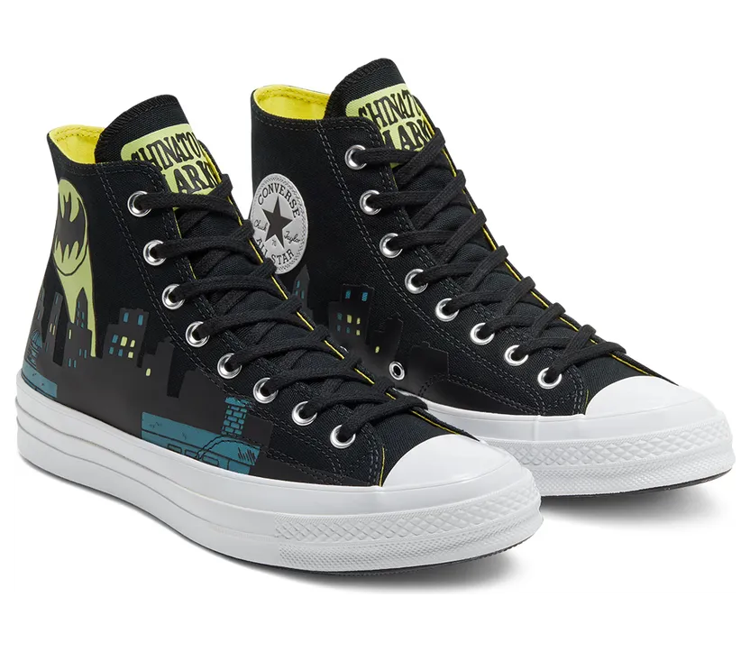 Converse DC Comics x Chinatown Market x Chuck 70 High ‘Gotham City – Glow In The Dark’ Black/Blazing Yellow/White (167511C)