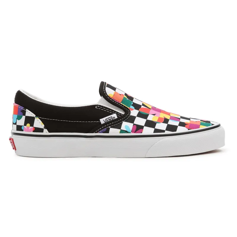 VANS Floral Checkerboard Classic Slip-on Shoes Black (VN000XG8B05)