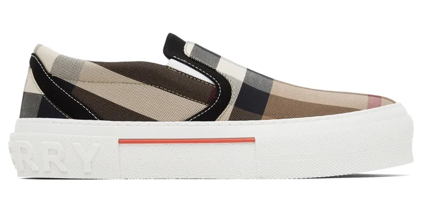 Burberry Beige Exaggerated Check Sneakers (8056762)