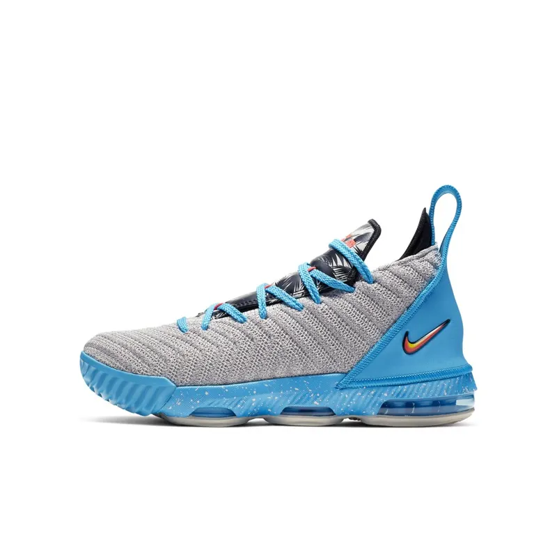 Nike LeBron 16 Tropical Beach (GS) Light Bone/Tour Yellow-Bright Crimson-Blue Lagoon-Atmosphere Grey-Black (AQ2465-076)