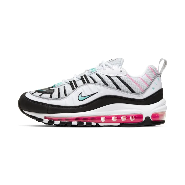 Nike Air Max 98 South Beach “Pure Platinum / Black / Pink Blast / Aurora Green” (AH6799-065)